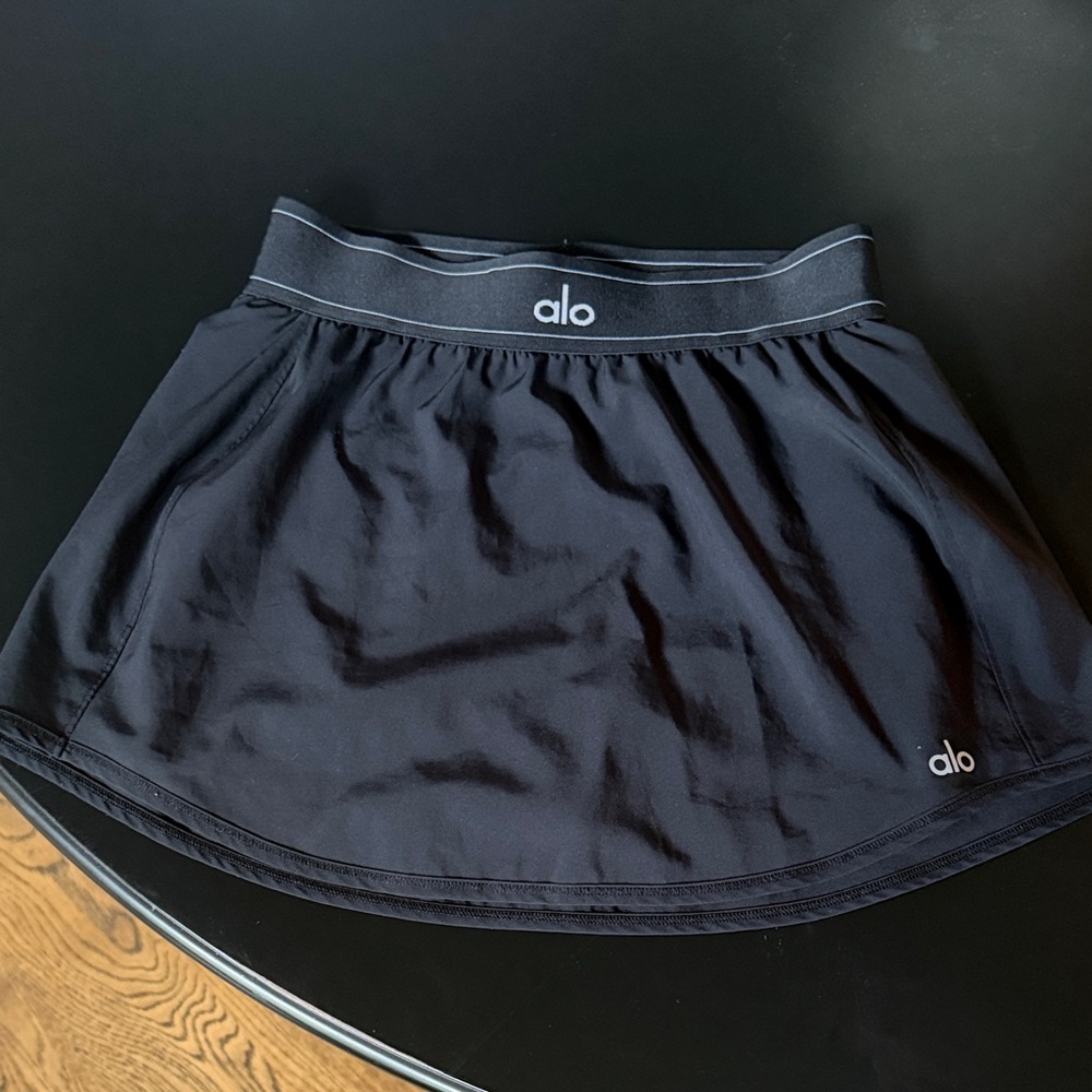 ALO Yoga Black Match Point Tennis Skirt